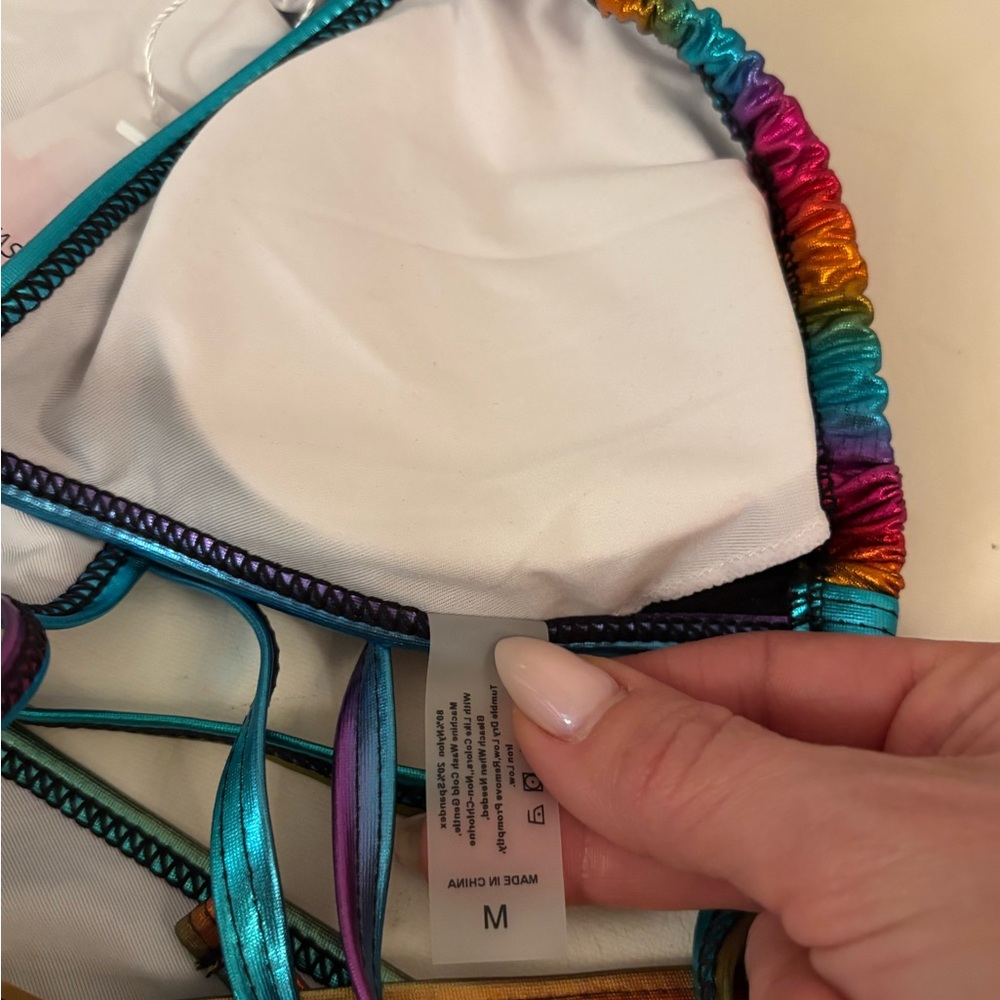 Rainbow Metallic Bikini Size Medium NWT - Picture 6 of 8